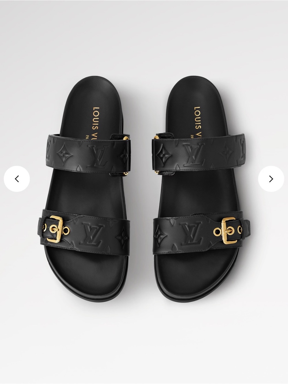 Louis Vuitton Black Embossed Monogram Double-Strap Slide Sandals - Picture 10 of 15